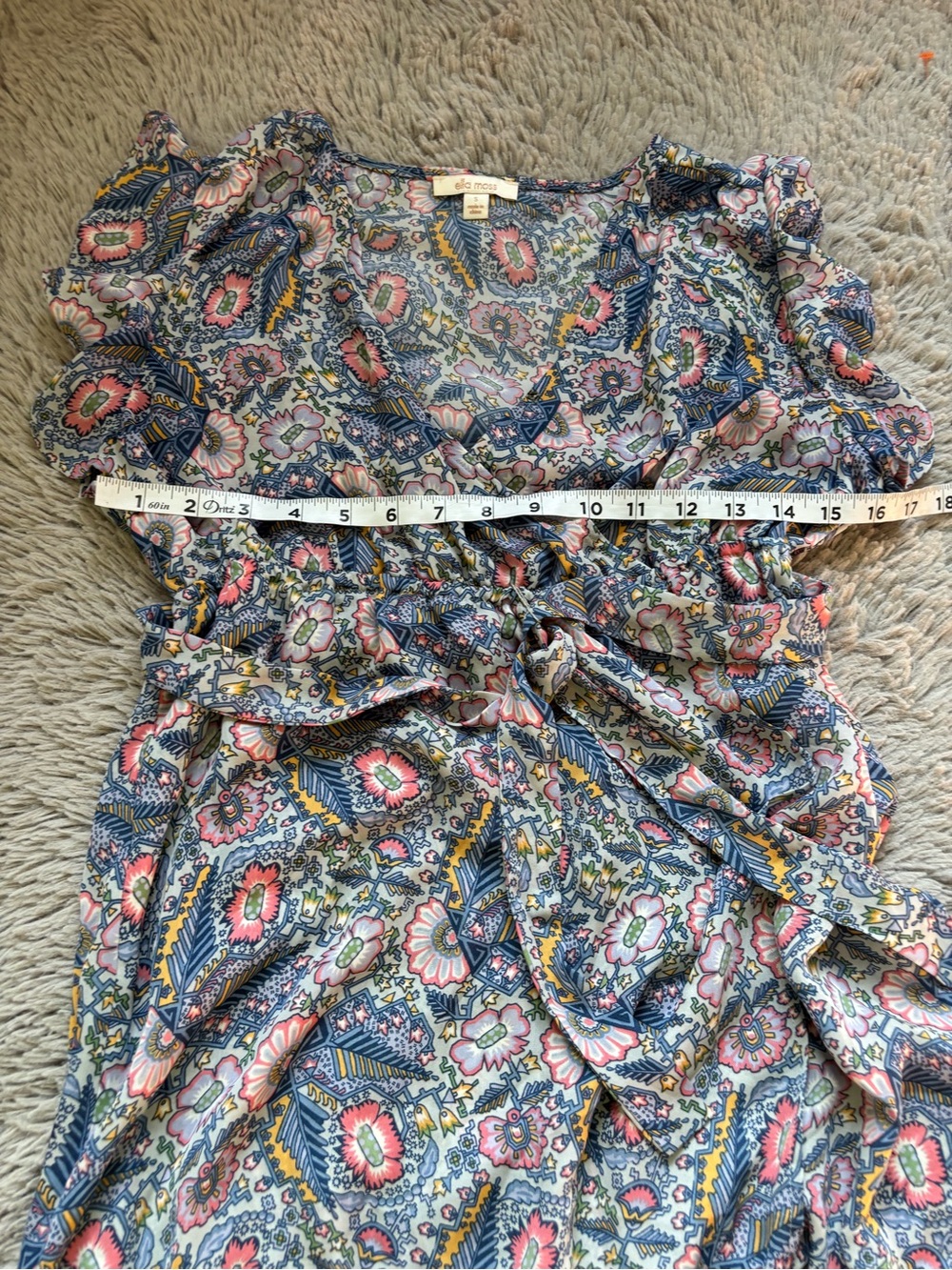 Ella Moss Blue Paisley Maxi Dress with Ruffle Sleeves size Small - Picture 7 of 9